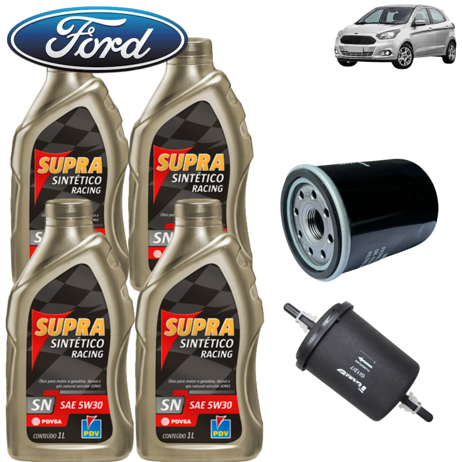 KIT TROCA DE OLÉO 4 LITROS DE 5W30 PDV SUPRA + FILTROS (FORD KA FIESTA FOCUS ECOSPORT)