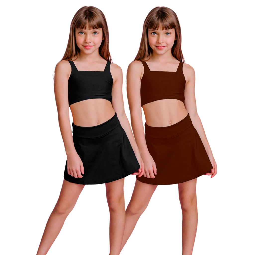 Roupa De Ginástica Infantil Feminina 2 Conj. Fitness Treino