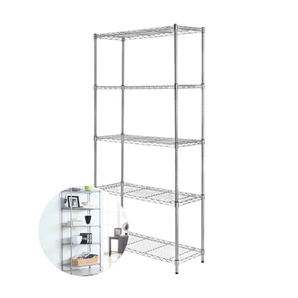 Estante Organizadora De Aço Cromada 5 Prateleiras tipo Aramada 1,75 mts Alt X 60 cm Larg X 35,5 Prof