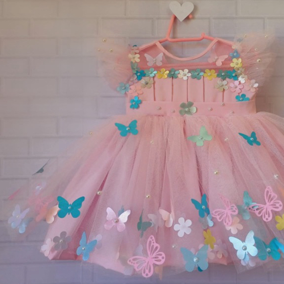 vestido infantil jardim encantado luxo princesa para bebê e menina 1 a 2 anos