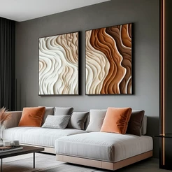 Kit 2 Quadros Decorativo Grande Com Moldura Quarto e Sala Luxo