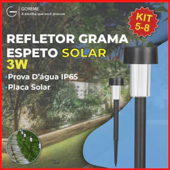Kit 8 Luminária Espeto Jardim Solar 3W LED Lite Refletor Solar Luz de Gramado Prova D'àgua Avançada