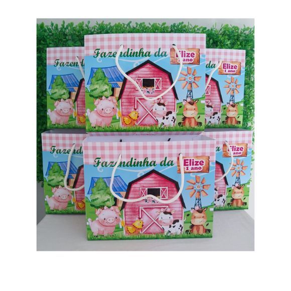 SACOLINHA FAZENDINHA ROSA/kit personalizados sacolinha fazendinha rosa para lembrancinha /festa fazendinha rosa