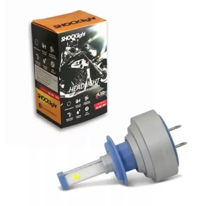 Lâmpada LED H7 Farol Moto 12V 35W 6000k 3200Lumens - SHOCKLIGHT