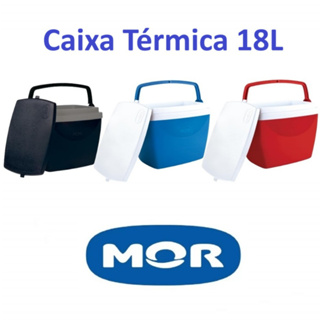 Caixa Térmica Cooler Com Alça 18L Litros Azul Vermelho Preto Mor 24 Latinhas Com Porta Copos em Oferta na Shopee