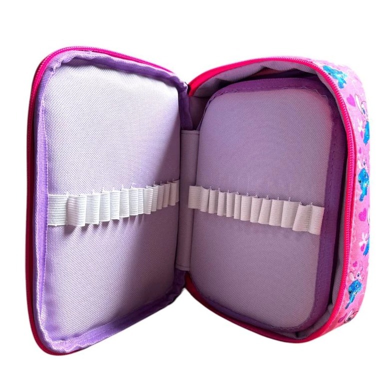 Estojo Box Escolar Lilo & Stitch Filme Rosa Organizado Lápis