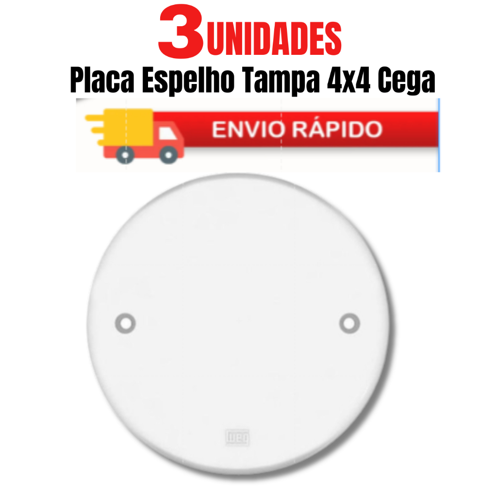 3 Placa Espelho Tampa 4x4 Cega Redonda Modelo Pollar Radial Tomadas e Interruptores