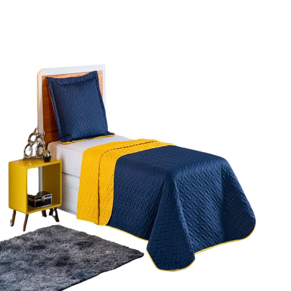 Colcha Cobre Leito Jogo Roupa Cama Solteiro Fronha Matelado Infantil Quarto Menino Menina Amarelo