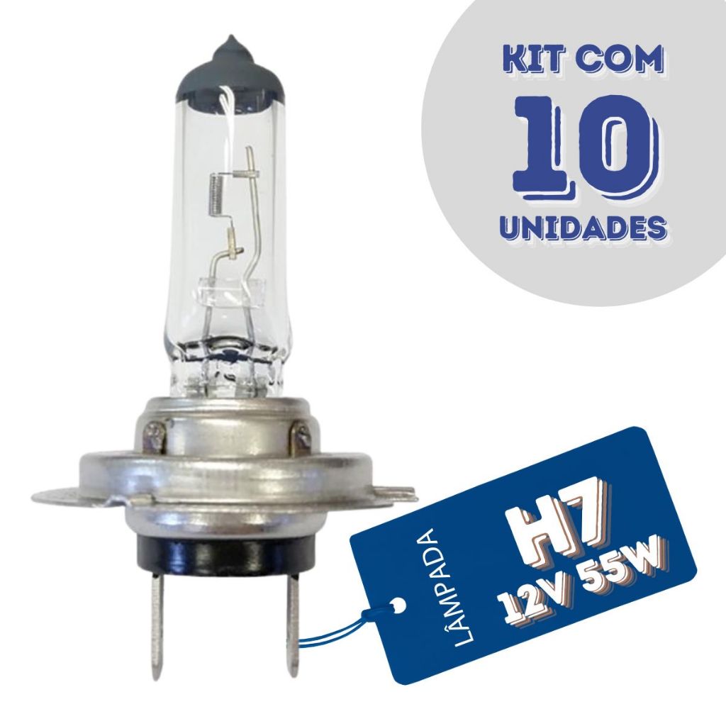 Kit Com 10 Lâmpadas Automotivas Gauss H7 55w Halógena 12v