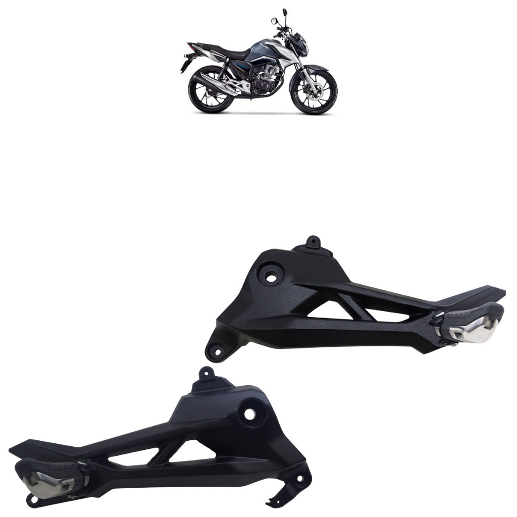 Par Bacalhau Suporte Pedaleira CG 160 Titan 2016 2017 2018 2019 2020 2021 A 2023 Preto Com Pedaleira