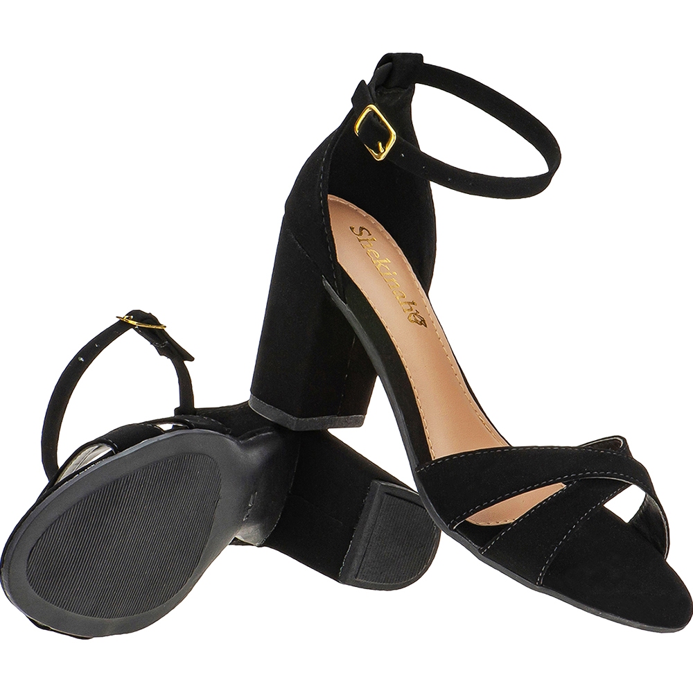 Saltinho Feminino Sandália Salto Alto Bloco Quadrado Confortável Festa Lançamento Tendencia Shekinah - Women Shoes
