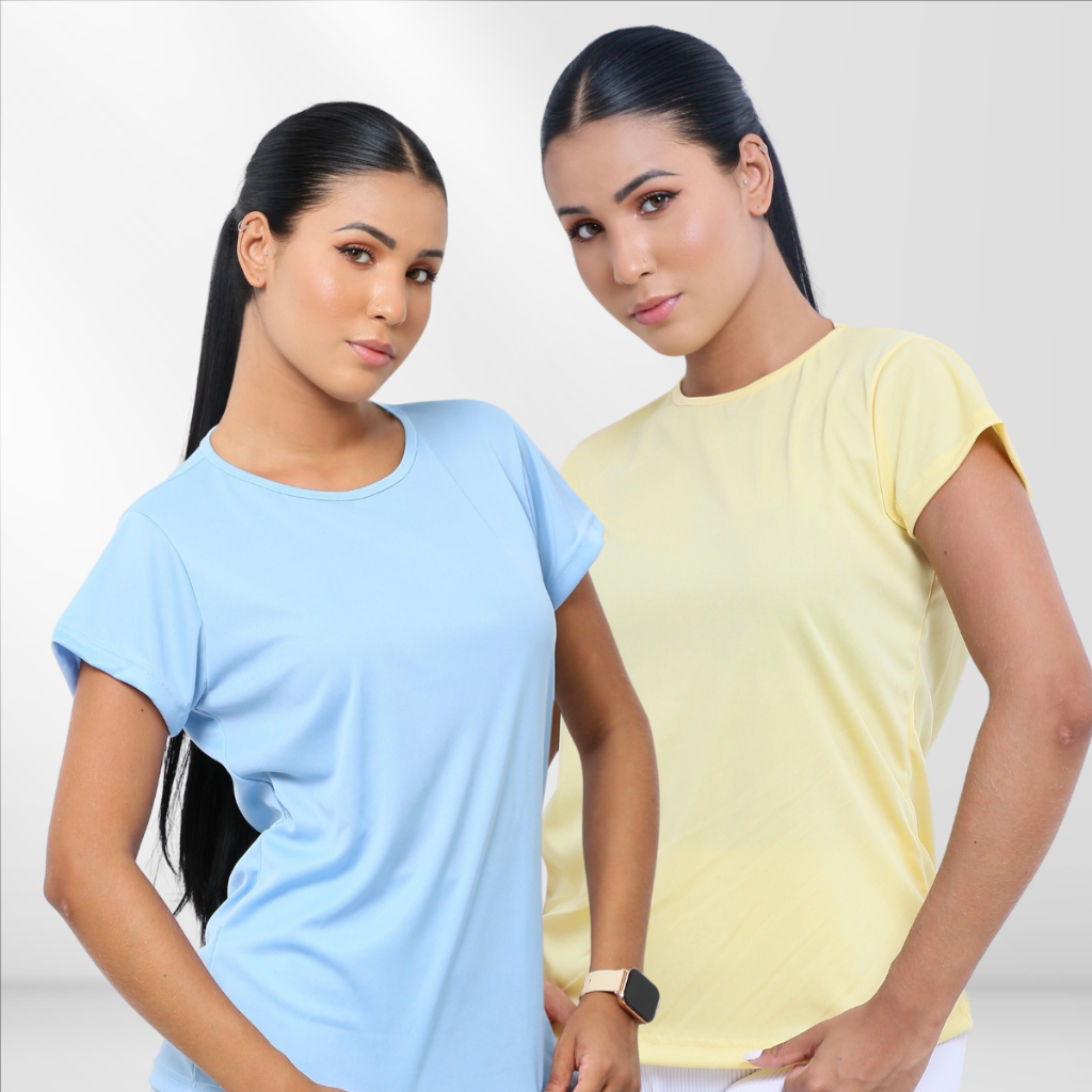 Kit 2 Camiseta Feminina Academia Dry Fit Fitness Camisa Treino Básica