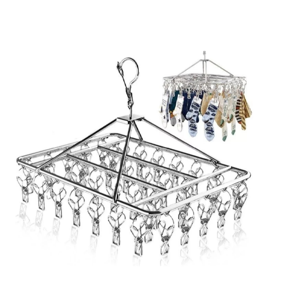 Varal 8/10/20/40 Prendedores Roupa Bebe Calcinha Cueca Dobrável Inox em Oferta na Shopee