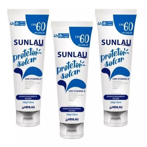 Kit 3 Protetor Solar Sunlau Henlau Fator 60 120ml