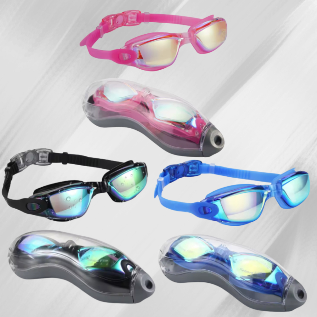 Óculos de natação para homens e mulheres, antiembaçante, proteção uv, à prova d'água, silicone ajustável adultos