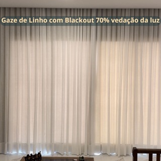 Cortina Trilho Suíço Duplo Gaze de Linho com Blackout 70% Vedação em tecido Luxo WAVE em Oferta na Shopee