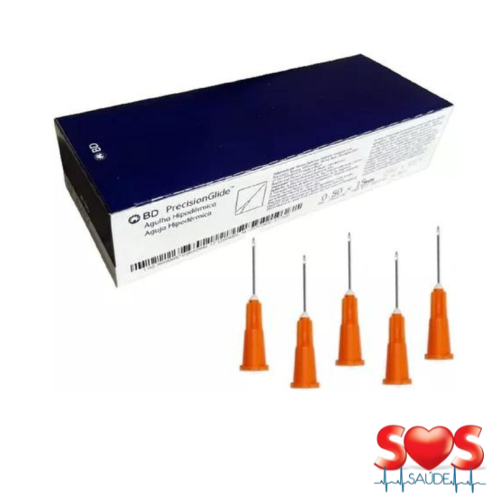 Agulha BD 15x0,50mm (Antiga 20x0,55mm) (25G) Laranja em Oferta na Shopee