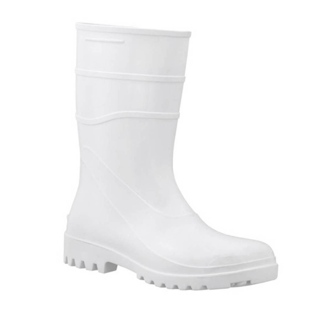 Bota PVC Borracha Com Forro Impermeável Cano Médio Branca - Bracol