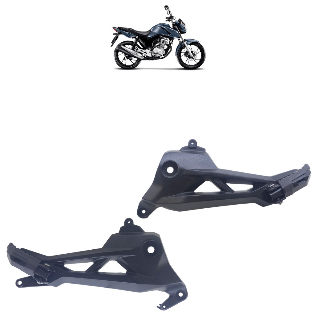 Par Bacalhau Suporte Pedaleira CG 160 Fan 2018 2019 2020 2021 2022 2023 Preto Com Pedaleira