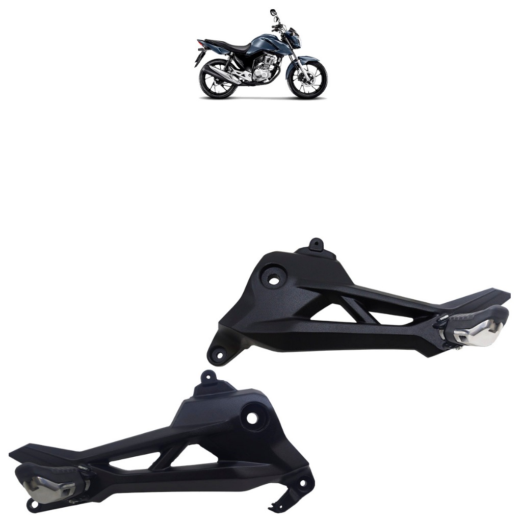Par Bacalhau Suporte Pedaleira CG 160 Fan 2018 2019 2020 2021 2022 2023 Prata Com Pedaleira