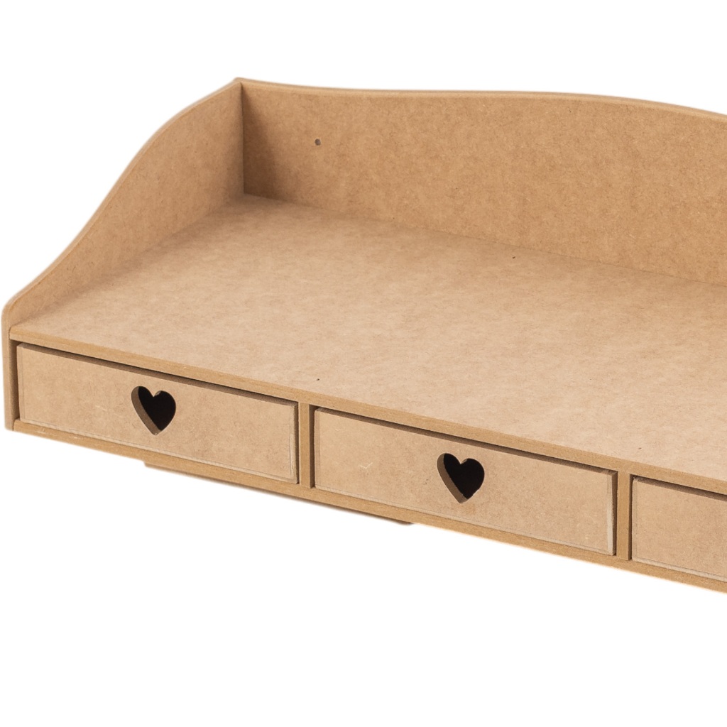 Prateleira decorativa Mini Penteadeira de parede organizadora 3 gavetas coração menina em Oferta na Shopee