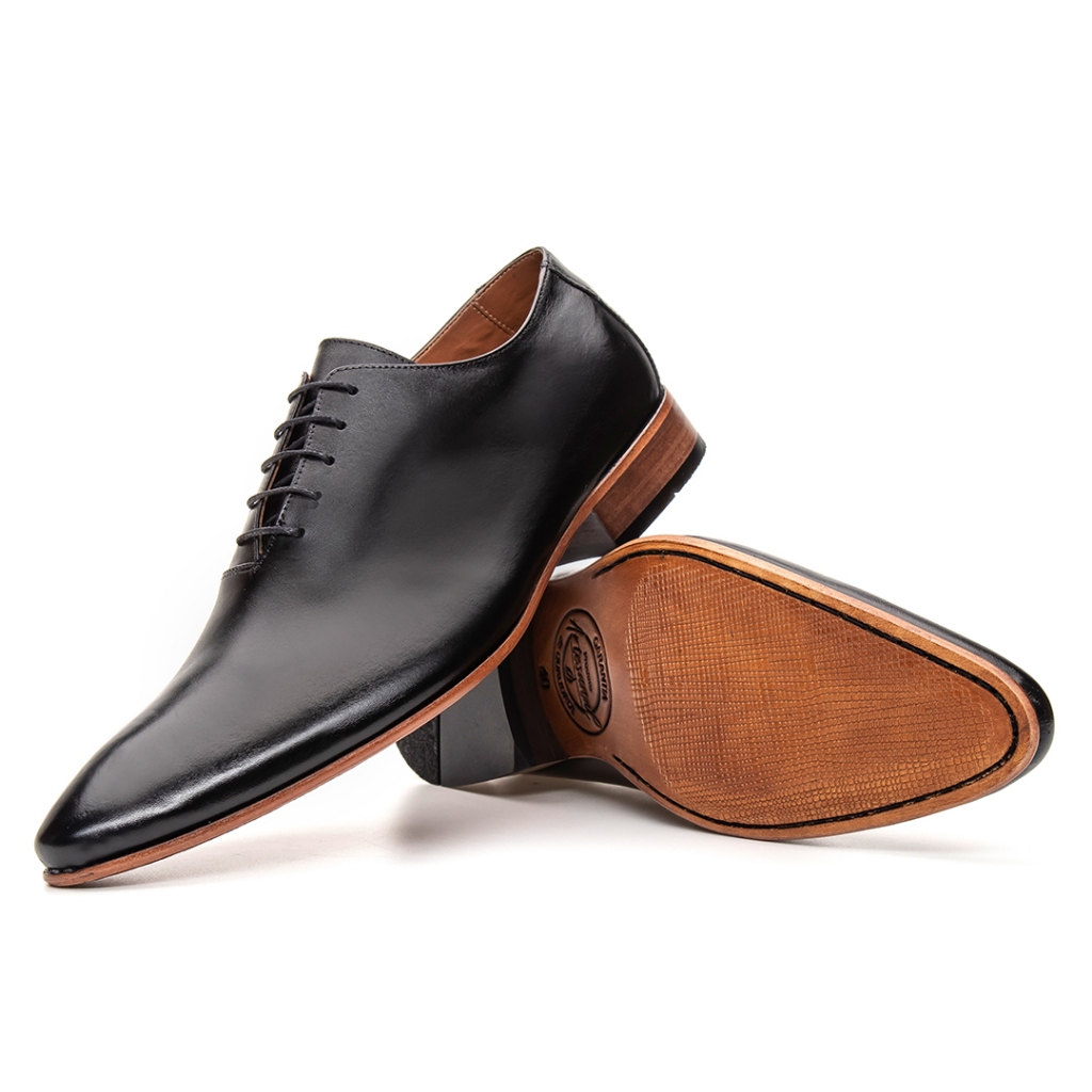 Sapato Social Masculino Couro Legítimo Bico Fino Oxford de Cadarço Estilo Italiano Moderno Bigioni