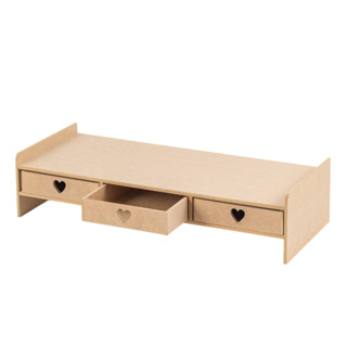 Suporte Monitor Setup e teclado de Mesa Escritório Organizador mdf cru com gavetas Coração em Oferta na Shopee