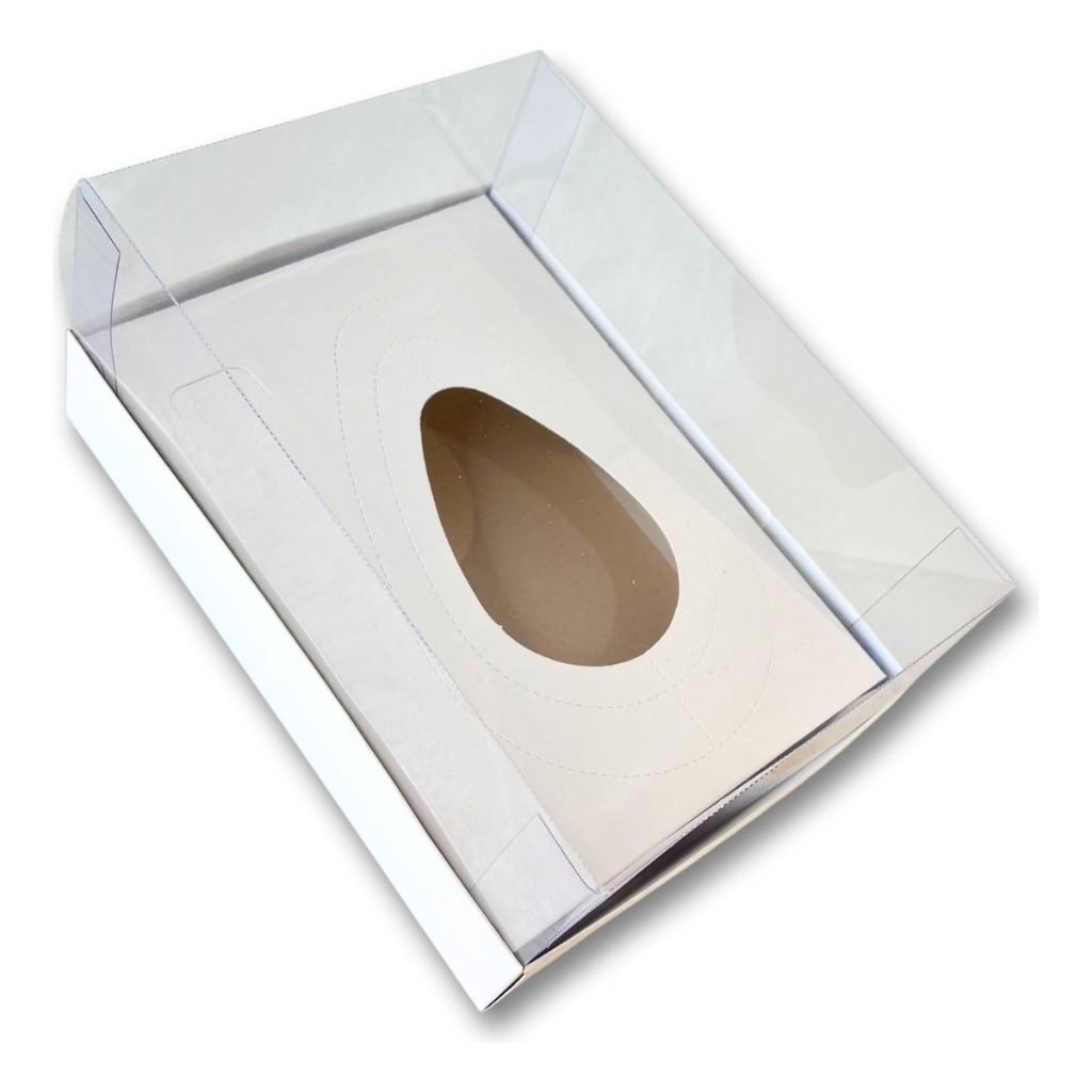 Caixa Papel Kraft Branco Ovo De Colher Páscoa Berço Ajustável 250g 350g 500g Caixinha Decorativa