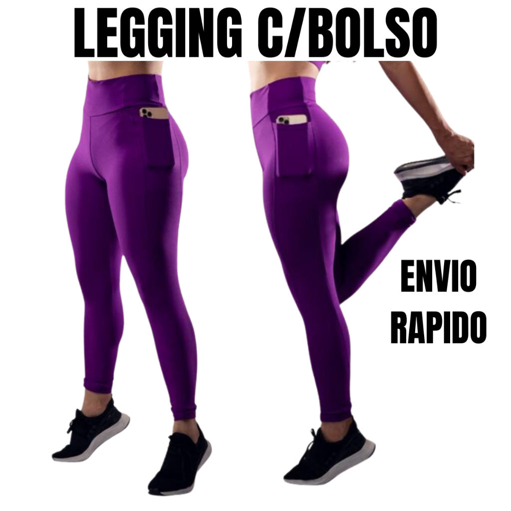 Legging Feminina Academia Cintura Alta Com Bolso Suplex Zero Transparência