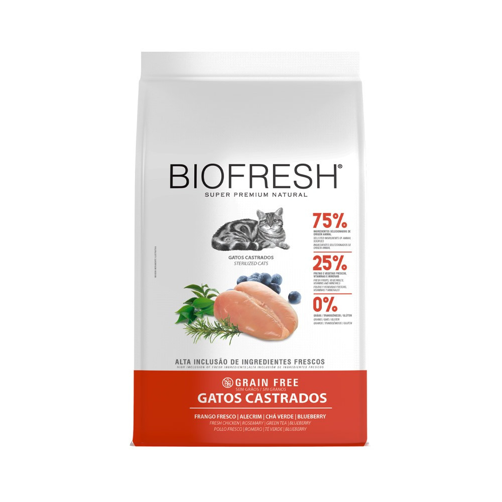 Ração Biofresh Gatos Castrados Sabor Frango 7,5kg em Oferta na Shopee