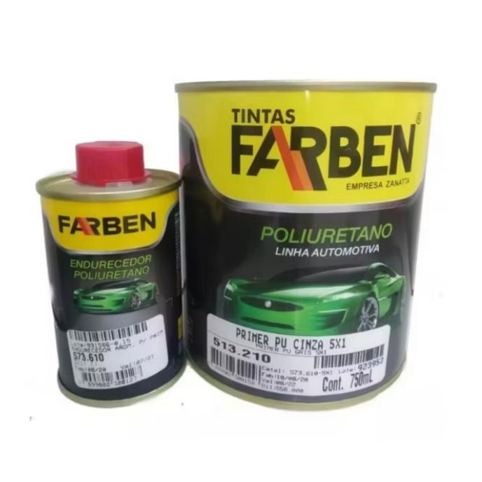 Primer PU cinza 5x1 Automotivo Farben 900 ml + Catalisador