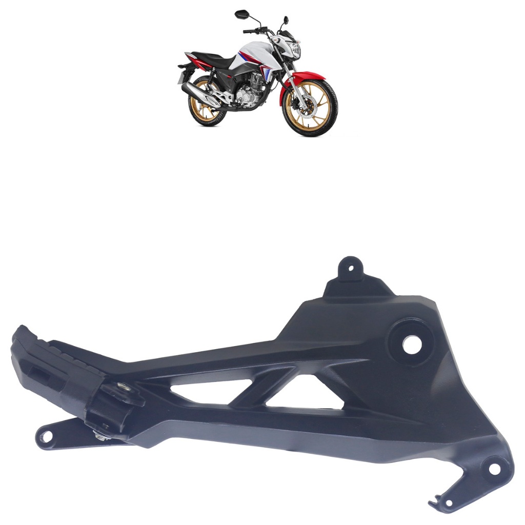 Bacalhau Suporte Pedaleira CG 160 Titan 2016 2017 2018 2019 2020 2021 2022 2023 Preto Com Pedaleira
