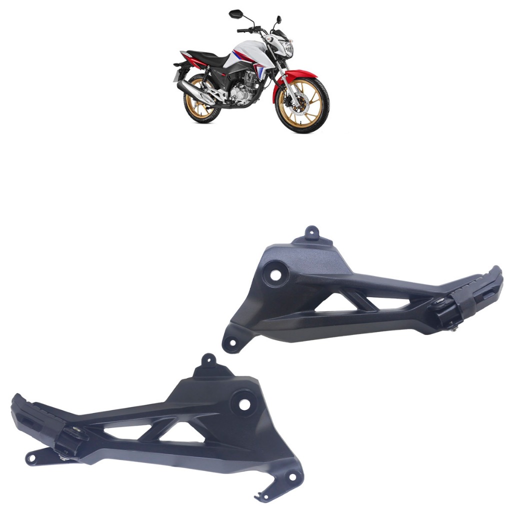 Par Bacalhau Suporte Pedaleira CG 160 Titan 2016 2017 2018 2019 2020 2021 2022 2023 Preto Com Pedaleira