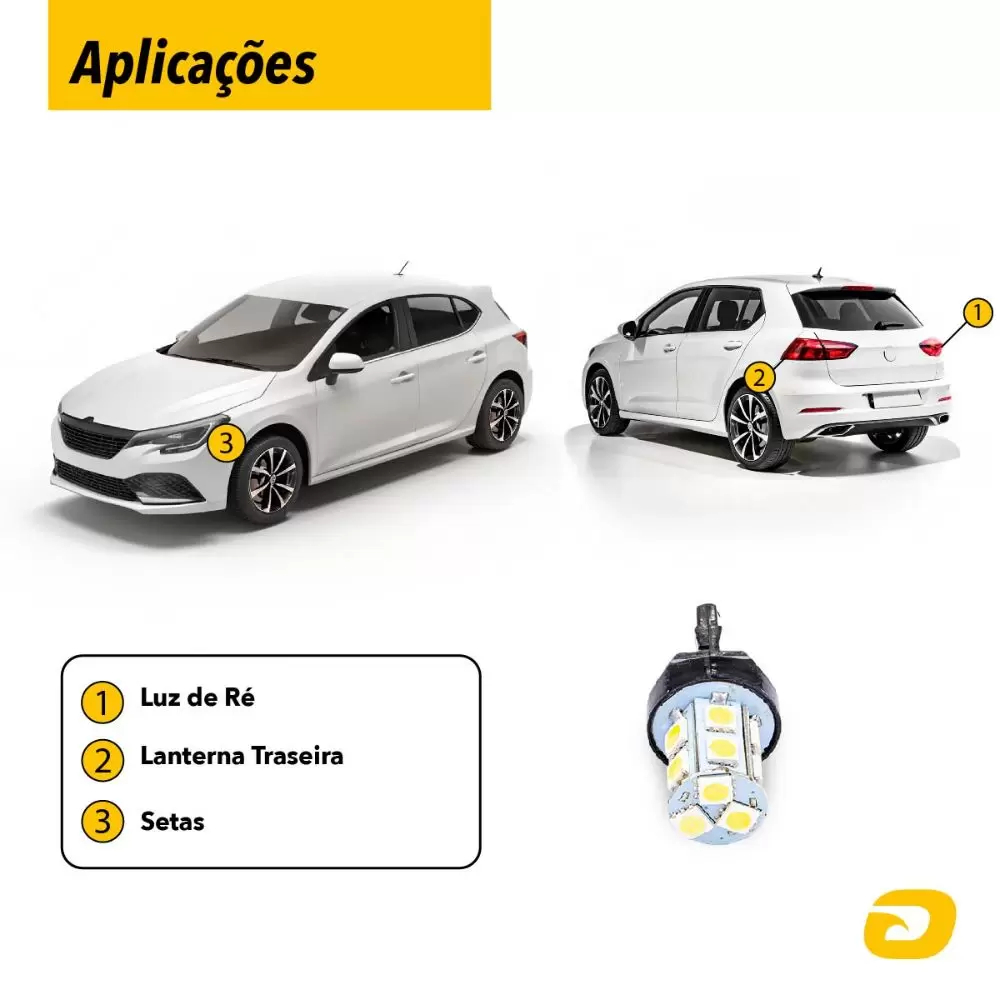 Detalhes do Par Lâmpada Led Ré Traseira Freio T20 1polo 12V 13 Leds