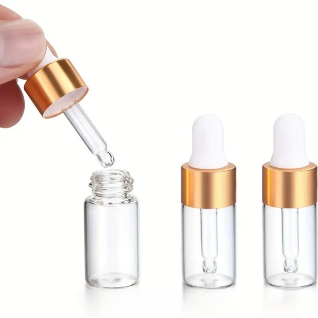 Kit 10 Frascos Conta Gotas Vidro transparente Óleo Essencial Floral 3ml