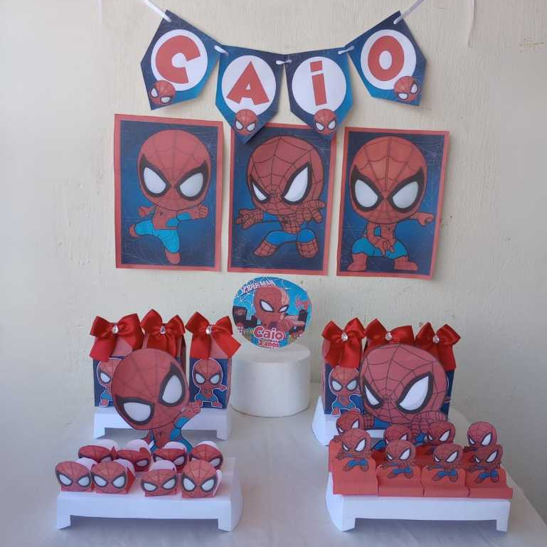 Kit Mini Festa Homem Aranha Personalizado | Só Bolinho | Lembrancinha | Aniversário Decoração | Ca