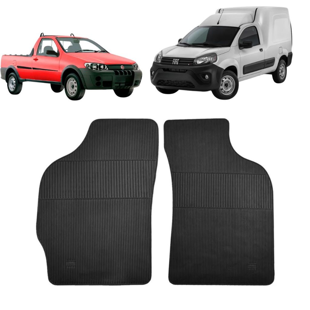 Jogo Tapete de Borracha Strada 2000 a 2013 Fiorino 1985 a 2013 2 Peças CarFloor
