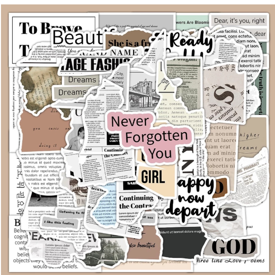 60 Adesivos Style Retro Newspaper Fragmentos Jornal Adesivos De Grafite Para Capacete De Bicicleta Decalques De Lápis D