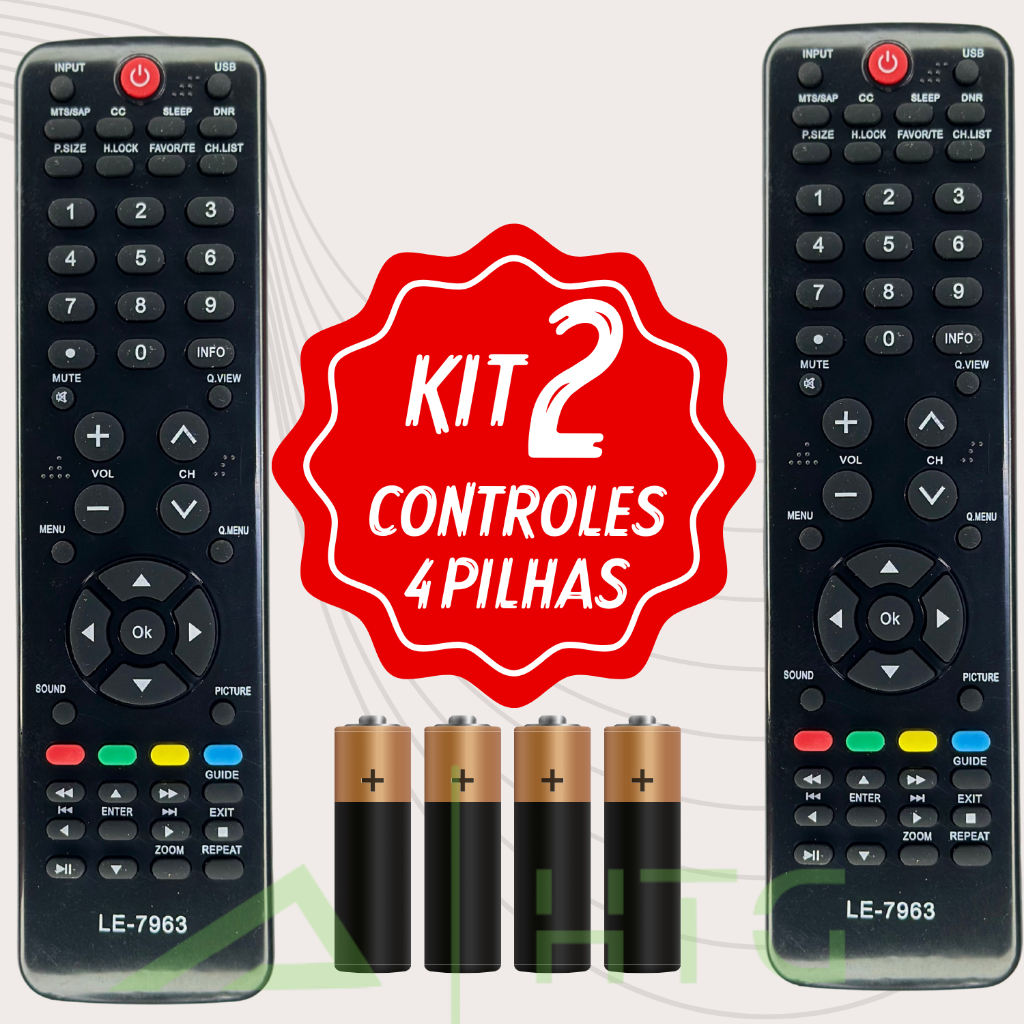 Kit 2 Controle Remoto Tv Lcd H-buster 7963