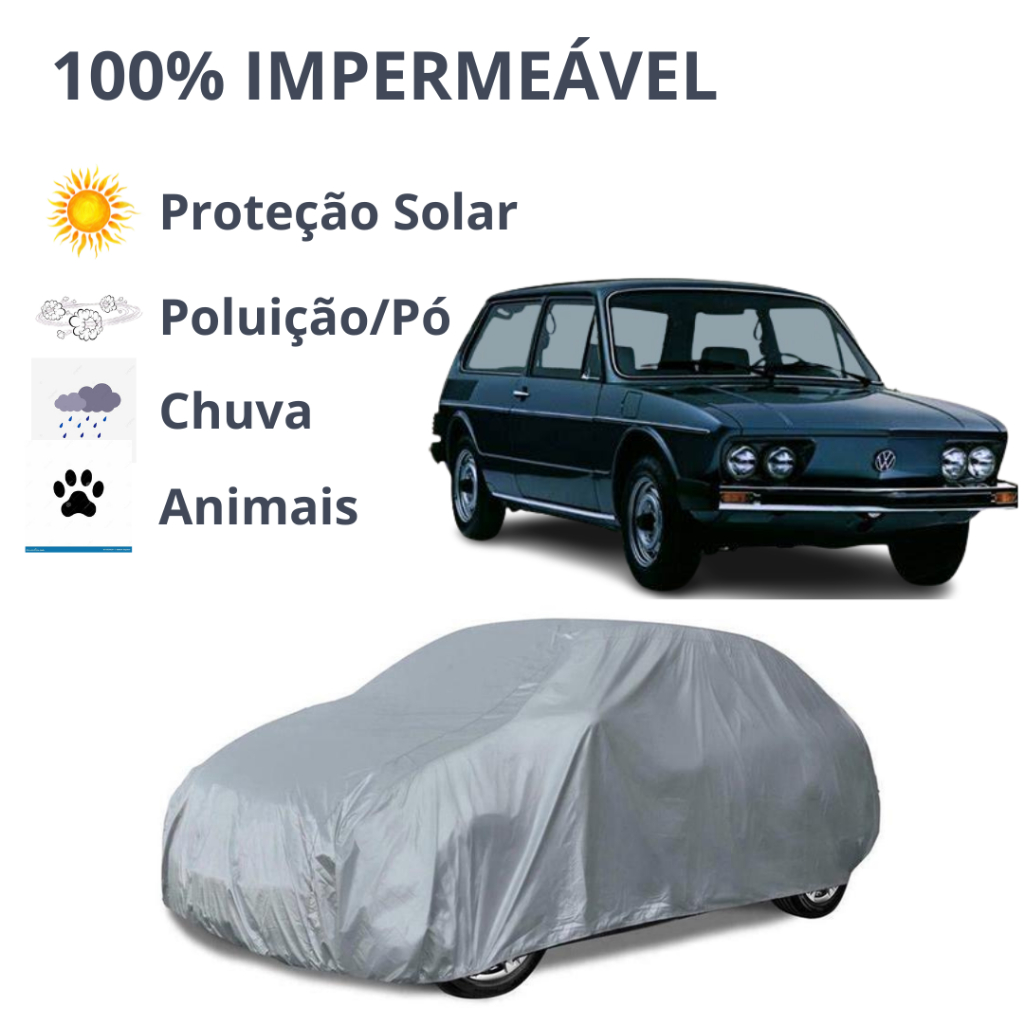 Capa para Cobrir Carro Modelo BRASILIA, 100% IMPERMEÁVEL Protege do Sol, Chuva, Poeira e risco