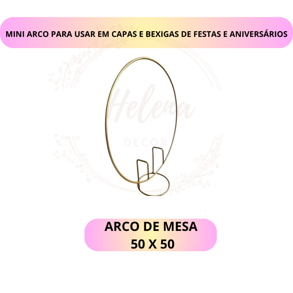 Arco de Mesa Redondo Em Ferro Dourado para Decoração Arco de Mesa 50 X 50 Para Decoração de aniversários e festas
