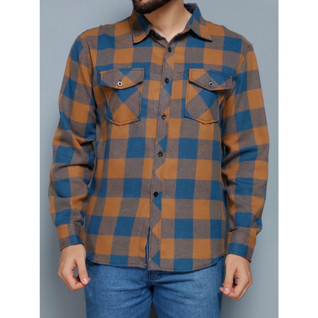 Camisa xadrez de flanela masculina de manga comprida, tamanhos normais e grandes, promoção...