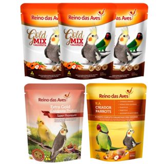 3 Mix de Sementes 1 Extra Gold Frutas e Criador Parrots Reino das Aves Calopsita Agapornis Ring Neck em Oferta na Shopee