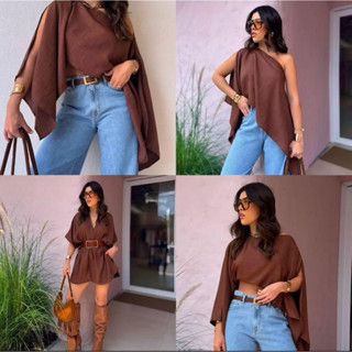Blusa Cropped Capa Bata Boho Chic Multiformas Assimétrica Varias Formas Tendência em Oferta na Shopee