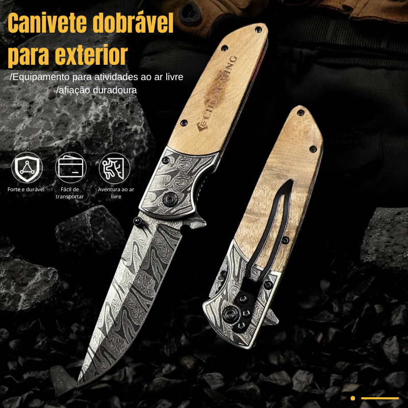 Canivete Laser Damascus Com Trava e Clipe em Oferta na Shopee