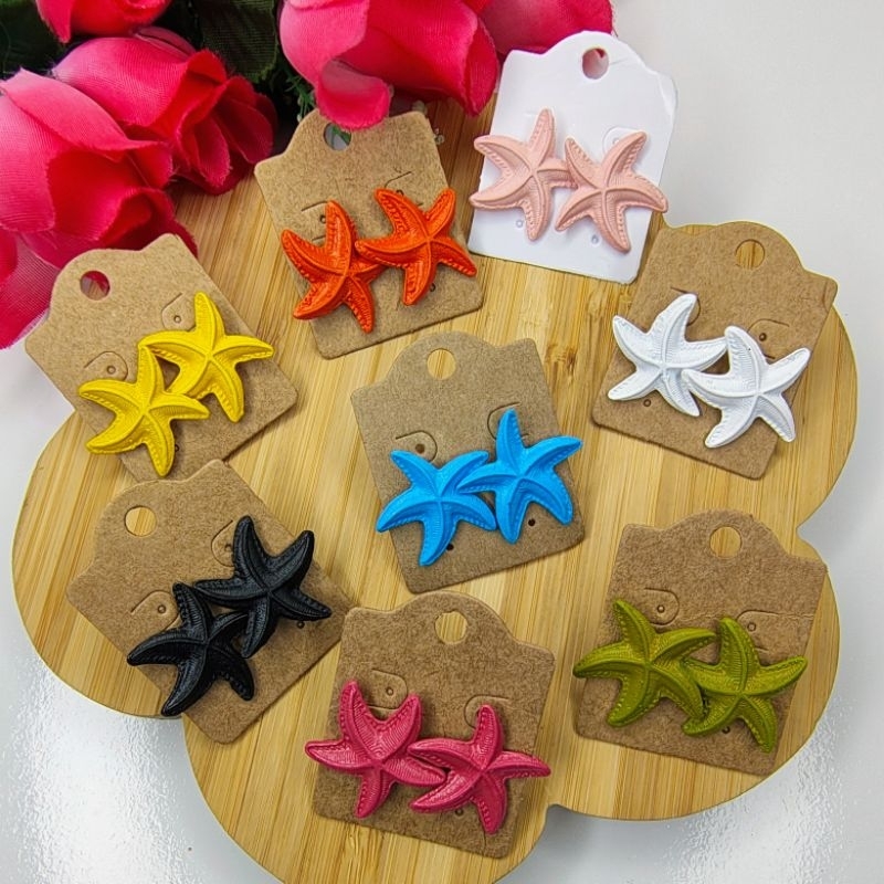 Brincos Femininos Estrela Do Mar De Metal Pintado Colorido 6 Pare Sortidos em Oferta na Shopee
