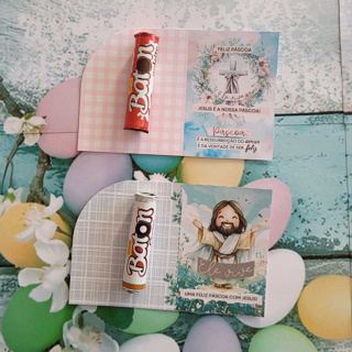 30 ou 50  Cartão para bombom I  Páscoa Cristã | Lembrança de Páscoa I Cartão Jesus I Ele Vive I Mimo Páscoa em Oferta na Shopee