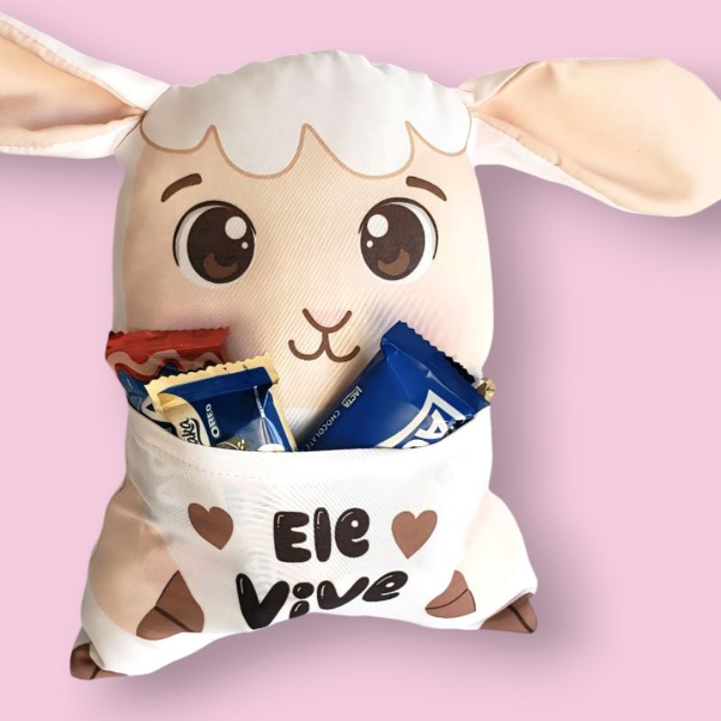 Almofadinha Cordeirinho Pascoa com Bolso em Oferta na Shopee