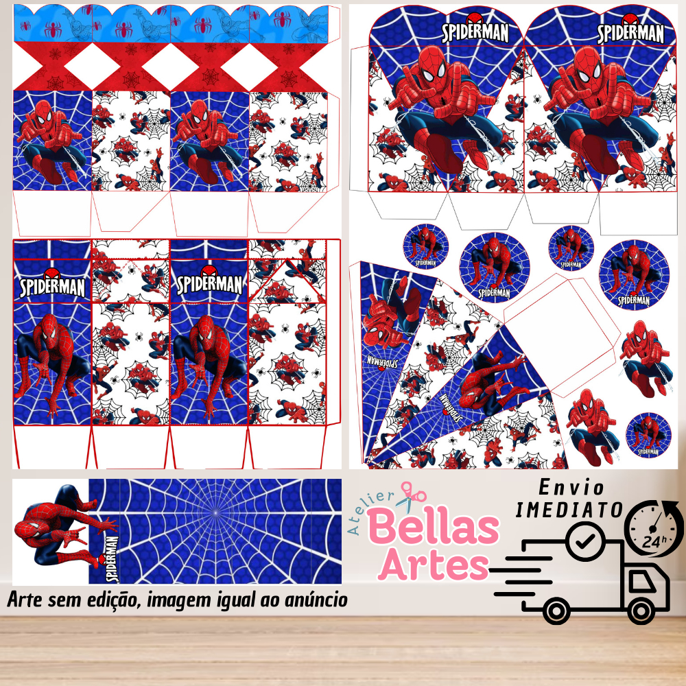 KIT LEMBRANCINHAS HOMEM ARANHA COM 80/160 ITENS (sem nome) - ENVIO 24 em Oferta na Shopee