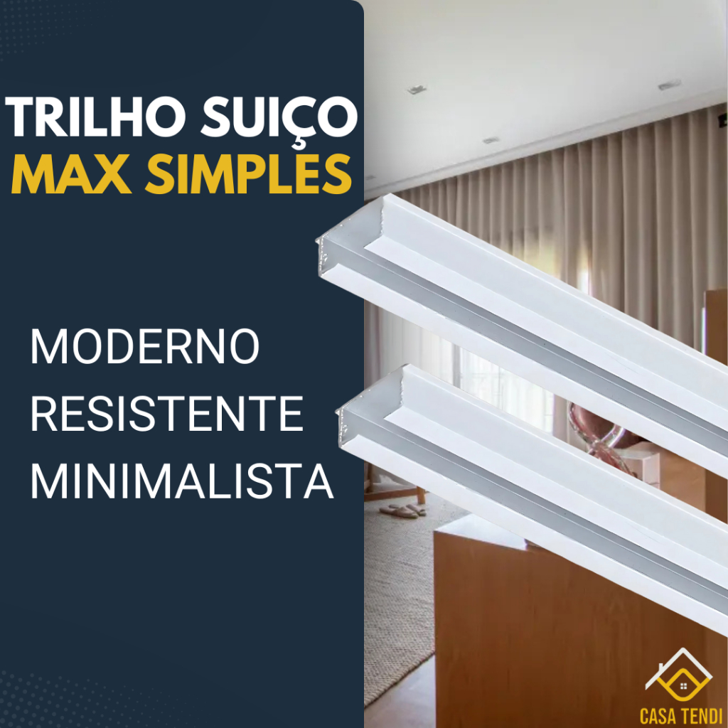 Trilho Suíço Alumínio Max Simples Cortina Branco Cortineiro Moderno 1,5m/2m/2,5m/3m/3,5m/4m/5m/6m em Oferta na Shopee